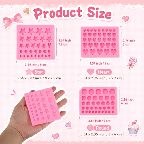 3 Pack Star Silicone Mold, Heart Chocolate Reusable Candy Molds