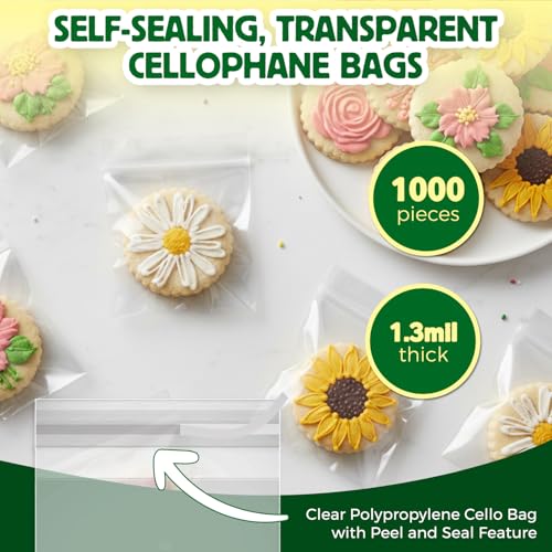Seal Fresh Self Sealing Cellophane Bags - 4" x 6" (1000 Count) - Clear Plastic Resealable Cello Bag - Cellophane Treat Bags, Cookie Bags for Packaging, Candy bags, Cello Bags, Pastry Bags - size: 4" x 6"