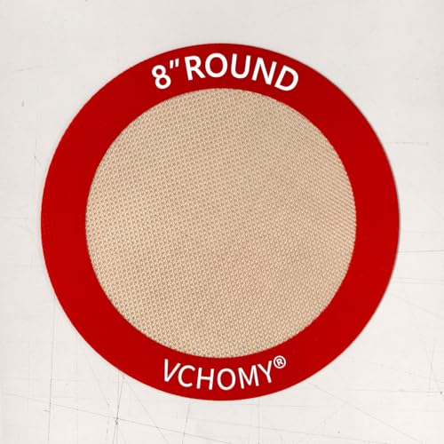 Silicone Baking Mats, Set of 4, Round dia 8 Inch, Non Stick, BPA Free, Baking Sheet Pan Liner for Cake,Pizza,Cookies,Macaron,Bread,Pastry,Toaster (Red, Round-dia 8 inch) - color: Red