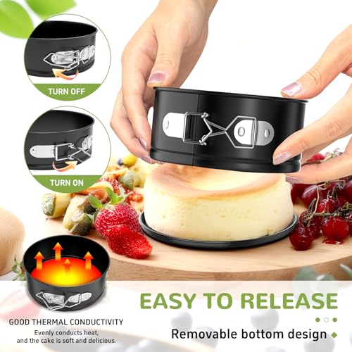 ZeroPone 4 Pack Mini Springform Pan Set for Mini Cheesecake Pizza - size: 4 Inch - 4 Pack