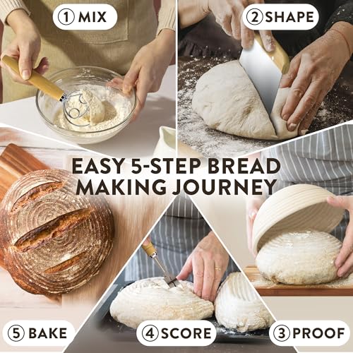 Complete Bread Proofing Baskets Set with 9 in and 10 in Banneton Basket