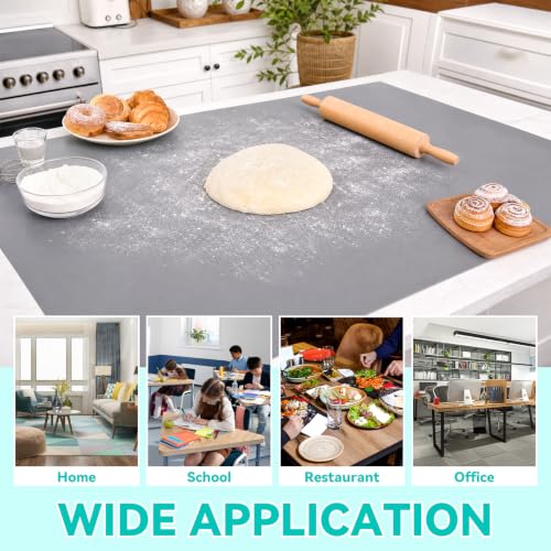 VOKOY Large Silicone Mat for Crafts,48"x24" Grey Table Mat Counter Mats - color: Gray, size: 48"L x 24"W