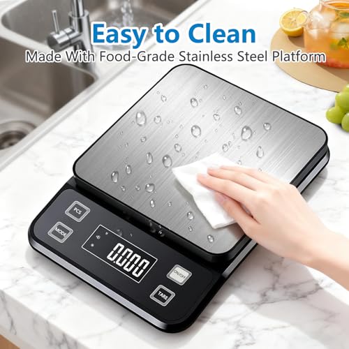 IPX7 Waterproof Food Scale 0.01oz/0.1g Precision Kitchen Scale Precisely Measures Grams and Ounces11lb/10kg Stainless Steel Digital Food Scales for Kitchen Gram Scale for Cooking, Baking - style: IPX7_battery_22lbs