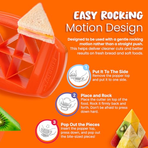 FunBites Sandwich Cutter for Kids Lunch, Crustless Bento 2-Pc Set, 1 Pack - color: Orange Triangles
