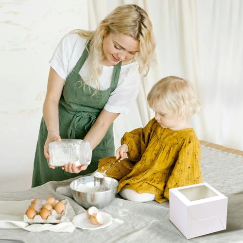 20Pcs Mini Cake Boxes with Window, 6x6x5 Inches White Bakery Boxes - color: White, size: 6x6x5 Inch