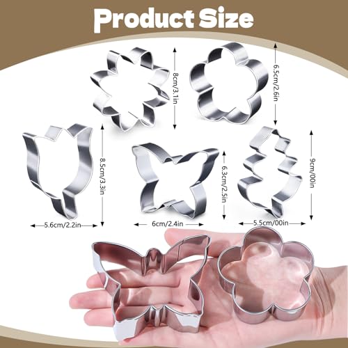 5pcs Flower Cookie Cutter Set, Food Grade Stainless Steel Shapes - color: Flower