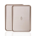 Baker's Secret Baking Sheet Pan Set, 2x Cookie Sheets for Oven 13.8x10', Diamond Texture Premium Air Flow Circulation, Baking Trays, Extra Thick 0.6mm Diamond Base PFOA, PFOS, PTFE and PFAS free - color: Champagne Gold, size: 2 Pack Quarter Sheet