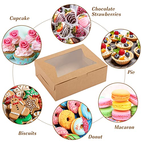 Moretoes 32pcs Cookie Boxes, 8x6x2.5in Bakery Boxes with 3 Styles Window - size: 8x6x2.5inch