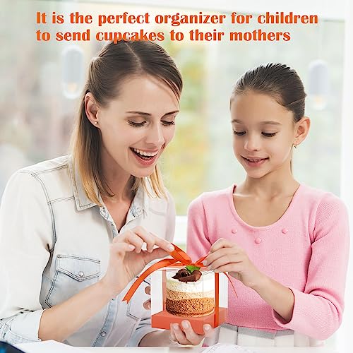 12 PCS Clear Cupcake Boxes 3.5 Inch Cupcake Containers (Orange) - color: Orange