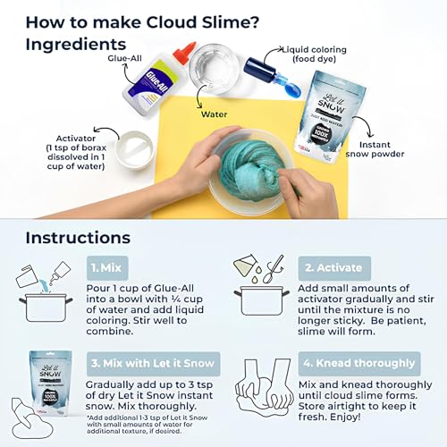Instant Fake Snow for Slime Made in USA Safe & Easy Artificial Snow Powder