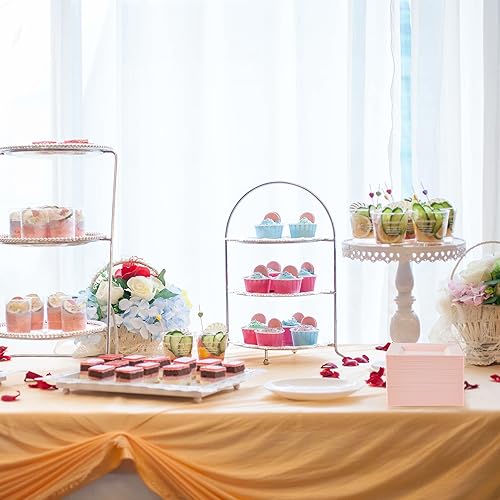 100 Pack Pink Plastic Square Dessert Plates, 6.5" Disposable Salad Plates - color: Pink