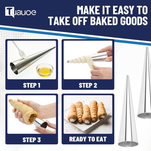 Cream Horn Molds for Baking, 15pcs Cone Shaped, 4.7-inch