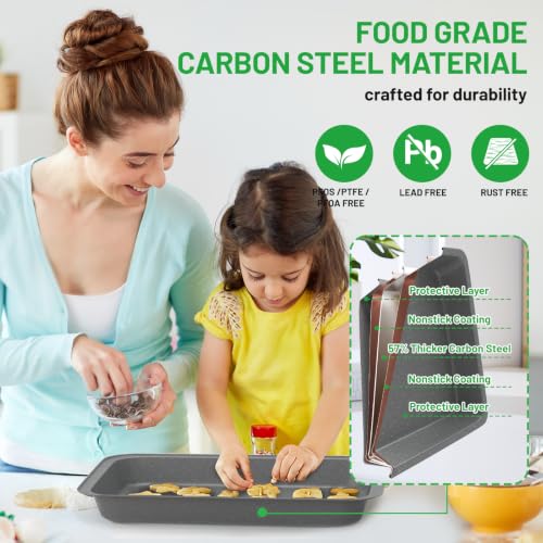 5-Piece Baking Pans Set, Nonstick Bakeware Sets, Grey - color: Gray