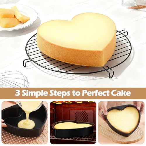 E-far 8 Inch Heart Cake Pan, 3 Pcs Nonstick Heart Shaped Cake Mold - color: Black, size: 8-Inch (Set of 3)