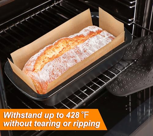 Webake Unbleached Parchment Paper Large Loaf Pan Liners for 13" x 5" Long Baking Bread, Original Precut, Non Toxic 100 Pcs - color: Brown 13x5