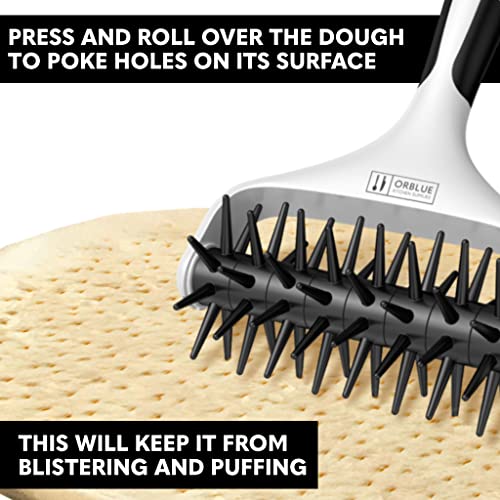 Orblue Pizza Dough Docker Pastry Roller with Spikes, Pizza Docking Tool for Home & Commercial Kitchen - Pizza Making Accessories that Prevent Dough from Blistering, Black - color: Black