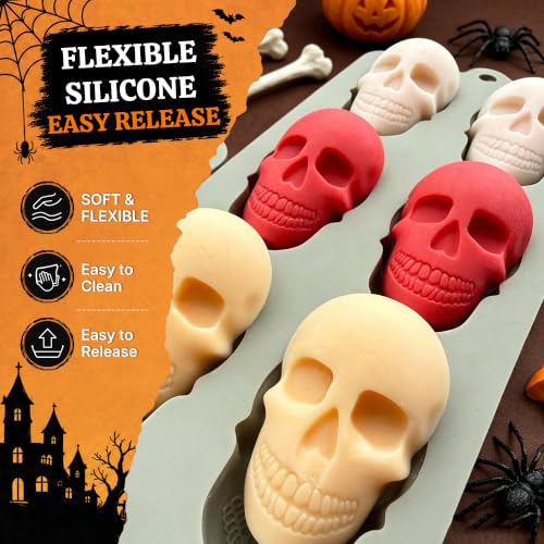 3-Pack Halloween Silicone Molds, Skull Chocolate Candy Molds for Baking - color: Gray