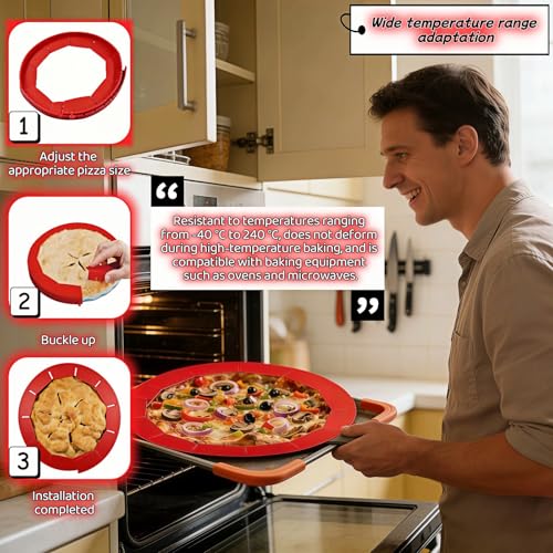Silicone Pie Crust Shield, Adjustable Pie Edge Protector for 8-11.4 Inch Pies, 2-Pack Blue Baking Guards - Reusable, Non-Stick, Prevents Burned Edges for Perfect Golden Crust (Red) - color: Red