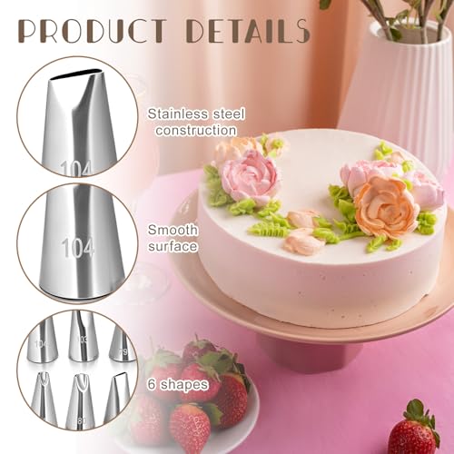 6 PCS Piping Tips Set, Cake Decorating Tips, Flower Icing Nozzles