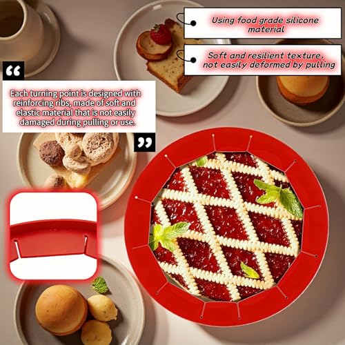 Silicone Pie Crust Shield, Adjustable Pie Edge Protector for 8-11.4 Inch Pies, 2-Pack Blue Baking Guards - Reusable, Non-Stick, Prevents Burned Edges for Perfect Golden Crust (Red) - color: Red
