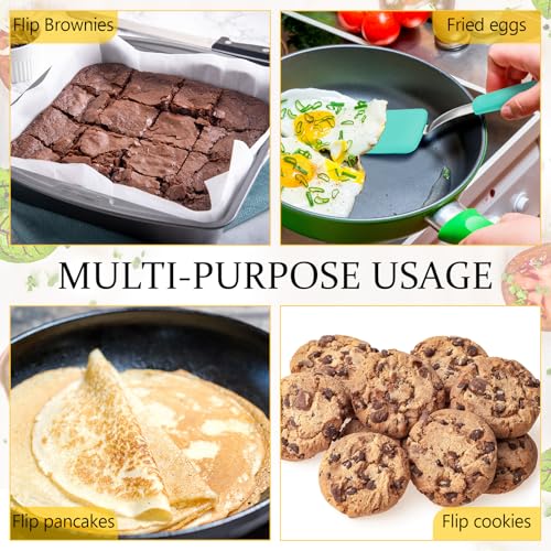 2Pcs Mini Silicone Cookie Brownie Spatula, Solid Flat, Green - color: Green, style: Solid Flat
