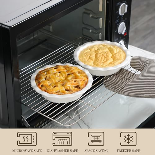 MALACASA Mini Pie Pans Set 6, 6 Inch Ceramic Quiche Tart Pans White - color: White