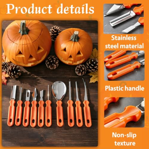 Halloween 10 Pcs Pumpkin Face Carving Kit, Professional Tools Knife Bulk - size: For old hand