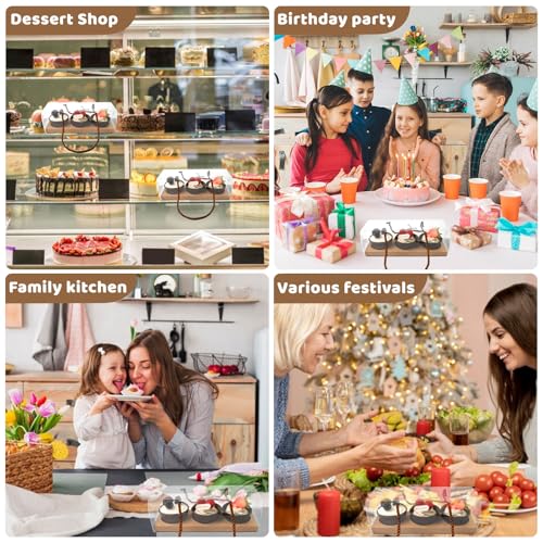 20Pcs Clear Cupcake Boxes with Handle, Cupcake Carrier for Party - color: Brown