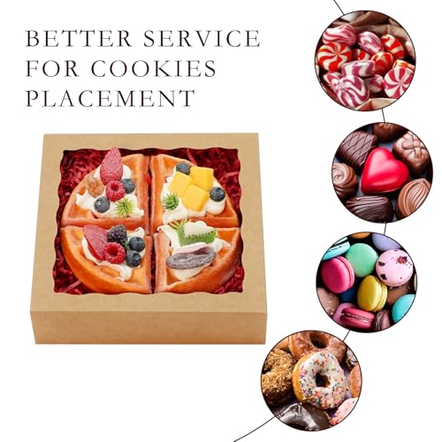 50 Pack Pie Boxes 8x8x2 Inch Bakery Boxes Cookie Box Treat Box - color: Brown