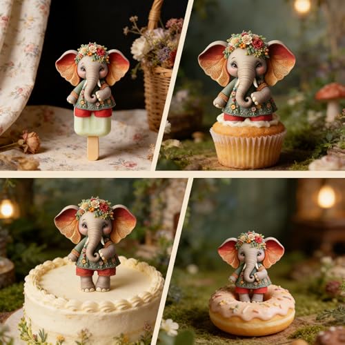 Wreath Elephant Silicone Mold for Fondant Cupcake Toppers Desserts - color: Elephant Silicone Molds