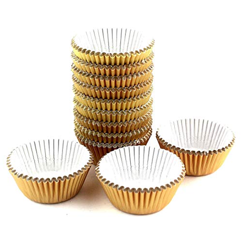 300 Pcs Mini Foil Cupcake Liners Muffin Paper Baking Cups, Gold - color: Gold