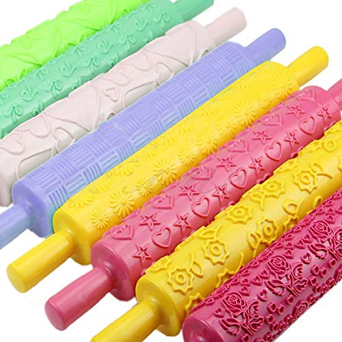 Embossed Rolling Pin, Plastic 14.37 Inch Textured Decor