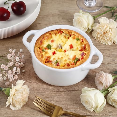 4 Pcs Mini Cocotte Set, 16 oz Individual Baking Ramekins, White