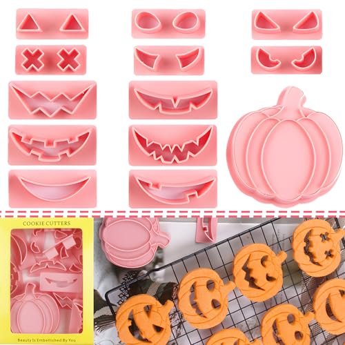 BESEK Halloween Cookie Cutters: 12 shape Pumpkin Cookie Cutter, Halloween Holiday Party Supplies for Biscuit Baking - color: Halloween