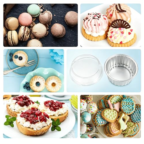 50pcs Mini Disposable Foil Ramekins with Lids 5oz, Silver - color: Silver