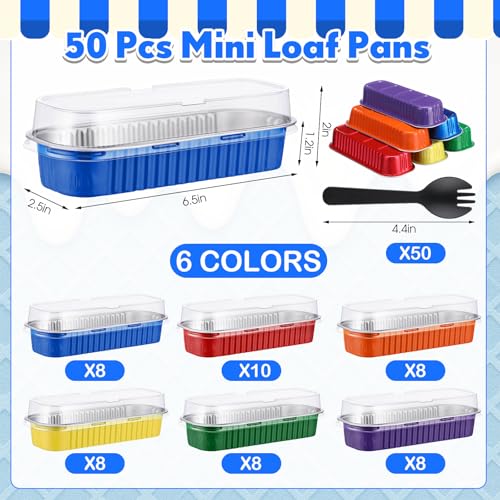 Blushtier 150 Pcs Mini Loaf Pan with Lid & Spoon, Rainbow Color - color: Rainbow Color