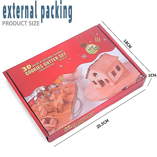 3D Christmas Gingerbread House Cookie Cutters Set, FantasyDay 28 Pcs 430 Stainless Steel Cartoon Snowflake Biscuit Cutter Pastry Mold for Holiday Birthday Cake Dough Donut Fondant - Baking Dough Tool - color: #4