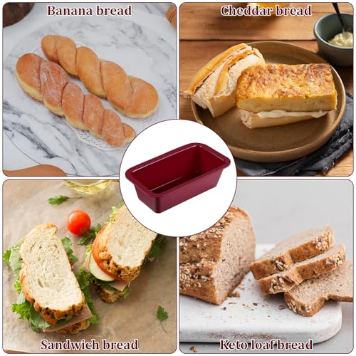 12 Pcs Silicone Mini Loaf Pan Silicone Bread Loaf Pan Rectangle Baking Molds Non Stick Small Baking Pans for Mini Cake, Loaf, Bread and Meatloaf, Red 6.1 x 3.3 x 1.8 Inch