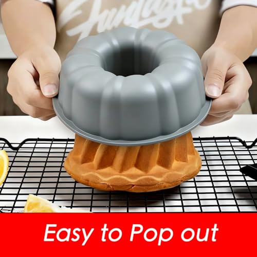 SOV silicone cake pan, silicone Cake Molds, Bakeware Non Stick 10 inch Pan for Jello,Gelatin,cake, Silicone Baking Molds for Cakes, Round Baking Pan (grey+1 pack) - size: Grey, 1 pack