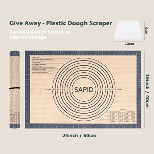 Non Slip Silicone Pastry Mat Large Non-stick Baking Mat for Dough Rolling - color: Gray, size: 24"L x 16"W