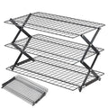 Pleafind 3 Tier Collapsible Cooling Rack - 3 Setting Design, Adjustable ＆ Stackable Baking Rack, 5 Modes Cooling Racks for Cooking and Baking, Roasting ＆ Grilling Gifts for Picnic Party