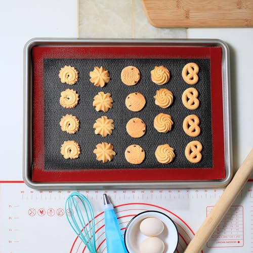 Silicone Baking Mat with Microperforated, 2 PCS Perforated Baking Mats/Oven Liners for 13" x 18" Half Sheet Pan, Reusable Air Mesh Silicone Mat for Cookie/Eclair/Bread/Pizza/Pastry - size: (11.6'' x 16.5'') Half Sheet