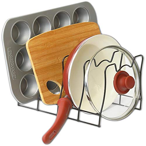 SIMPLE HOUSEWARE Kitchen Pot Lid Rack Holder Organizer, Bronze - color: Bronze