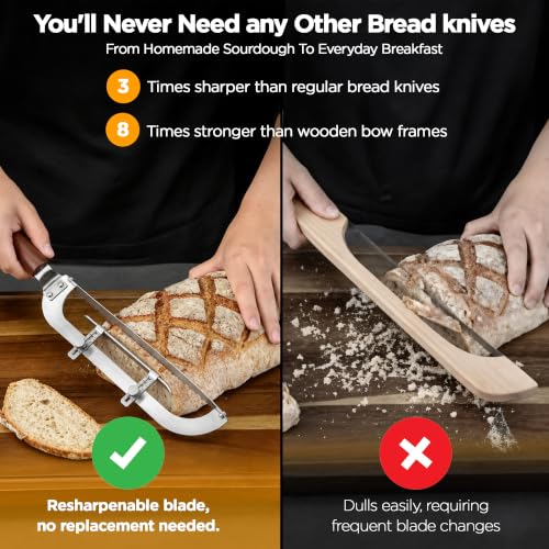 Adjustable Bread Knife for Homemade Bread, 6 Thickness, 420 Stainless Steel