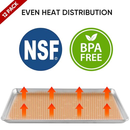 TENUP 12 Pack Aluminum Full Sheet Pan, 26" x 18" Heavy Duty Commercial Baking Tray Reinforced Rim, Warp-Resistant Rust-Free - size: Full Size 26" × 18"