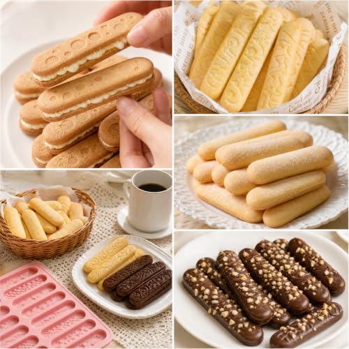 2 Pack Finger Biscuit Silicone Chocolate Bar Molds, 16 Cavities Bars Mold