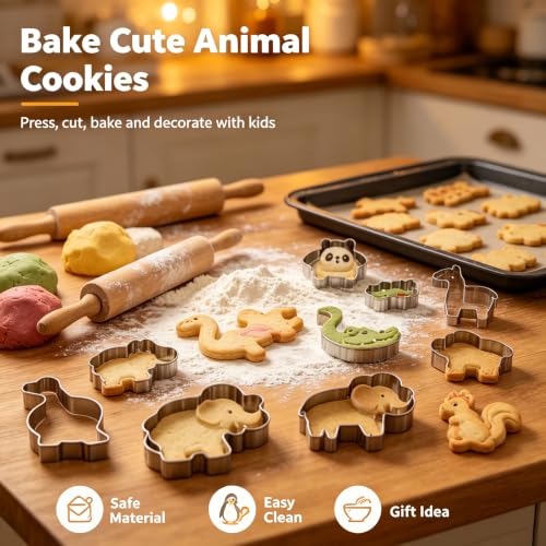 Animal Cookie Cutter Set for Kids, Cookie Cutter Set of 12 Piece - color: Animal