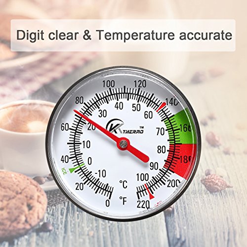 KT THERMO Instand Read 2-Inch Dial Thermometer,Best for The Coffee Drinks,Chocolate Milk Foam (Pack of 3) - size: 0~220℉ (Pack of 3)