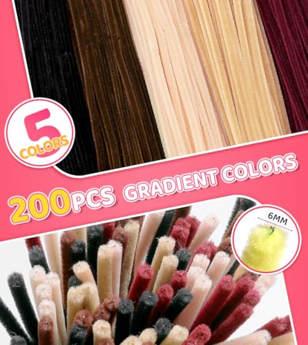 IOOLEEM Brown Pipe Cleaners,200pcs 5 Colors Chenille Stems Bulk for Crafts - color: Brown, size: 200 Count