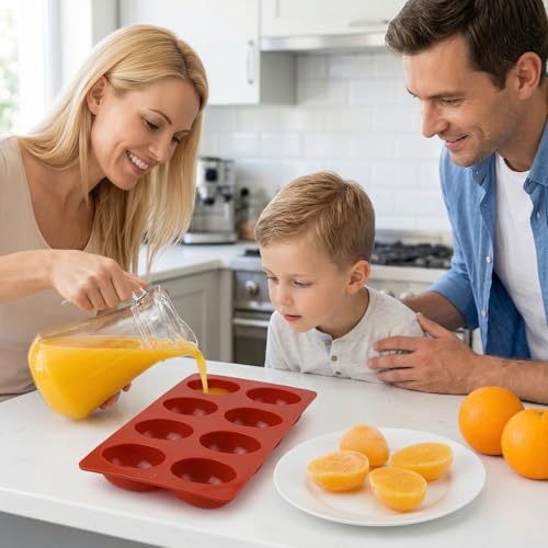 1 Pack Silicone Egg Molds 8 Cavity Easter Silicone Candy Mold 3D Egg-Shaped Silicone Baking Mold for Chocolate, Jello, Mini Cakes, DIY Desserts, Candy, Ice, Pudding, Baking (1, Brick Red) - color: Brick Red